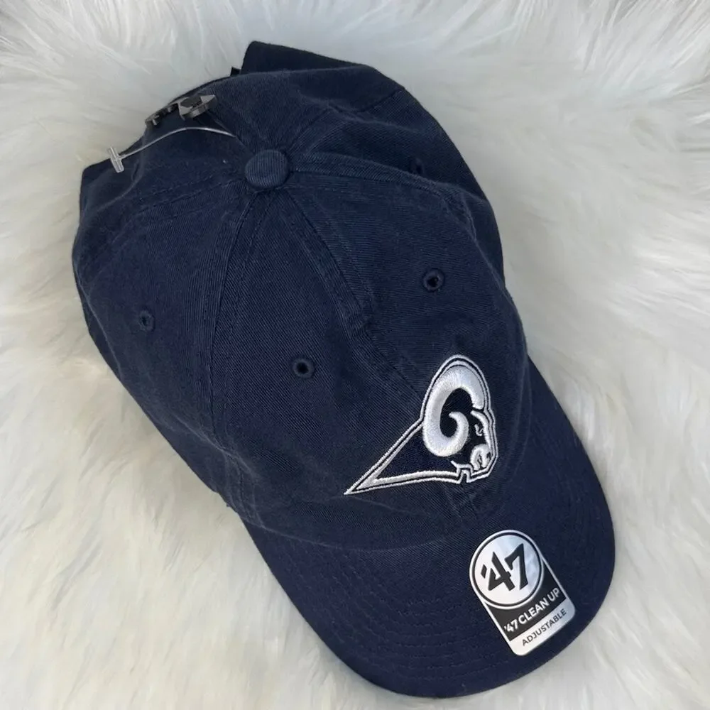 47 Brand Clean Up Rams Embroidered Logo Dark Blue Adjustable Cap